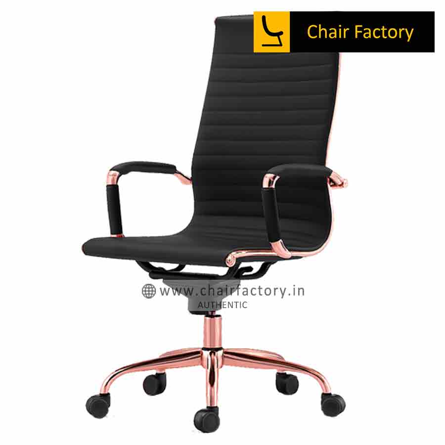 James Single Cushion Rose Gold High Back 100% Genuine Leather Office Modern Chairs